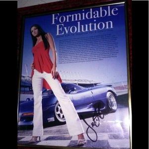 Unique: red top white pants clear heels